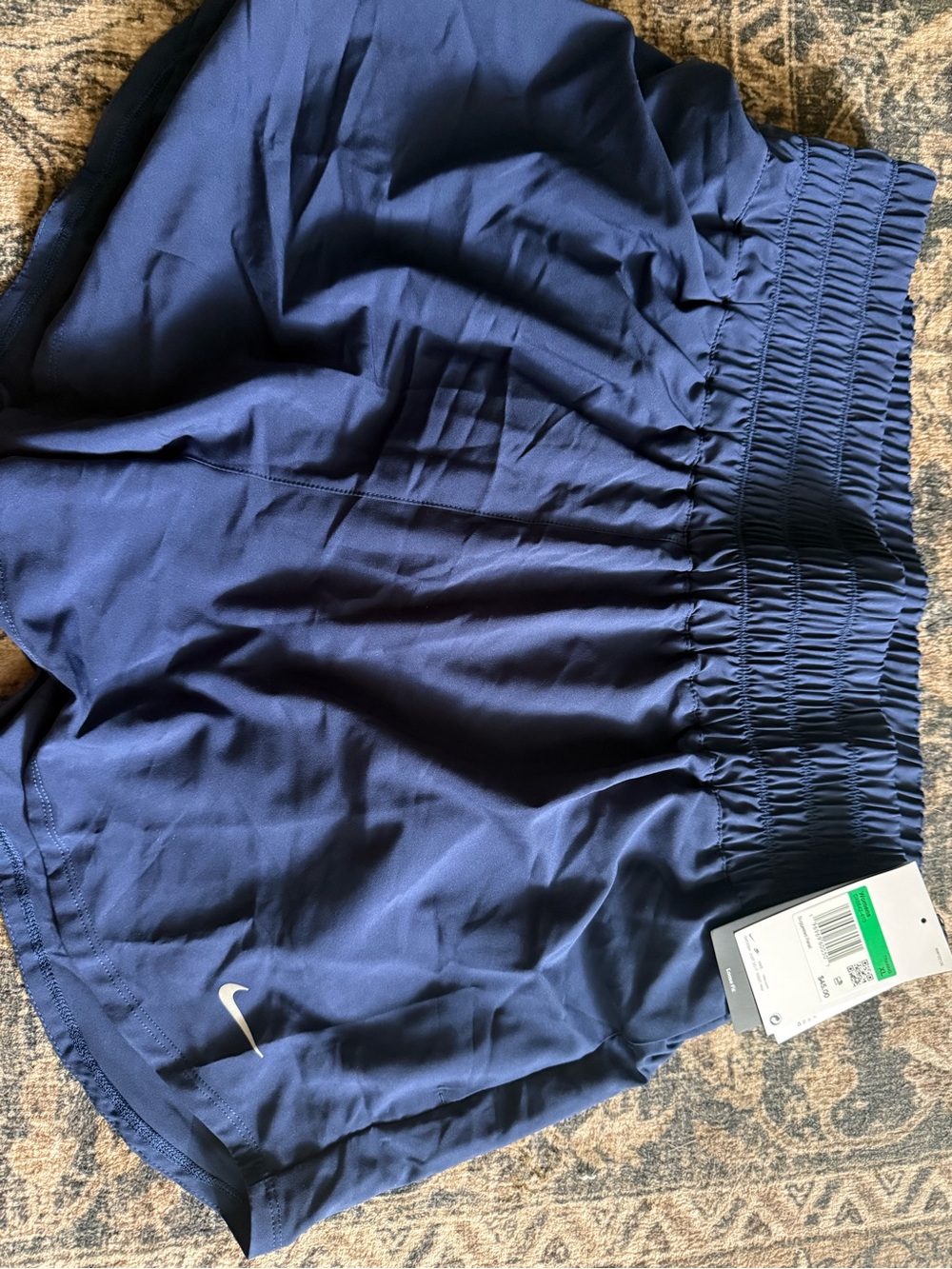 Nike Women's Dark Blue Athletic Running Shorts with Swoosh